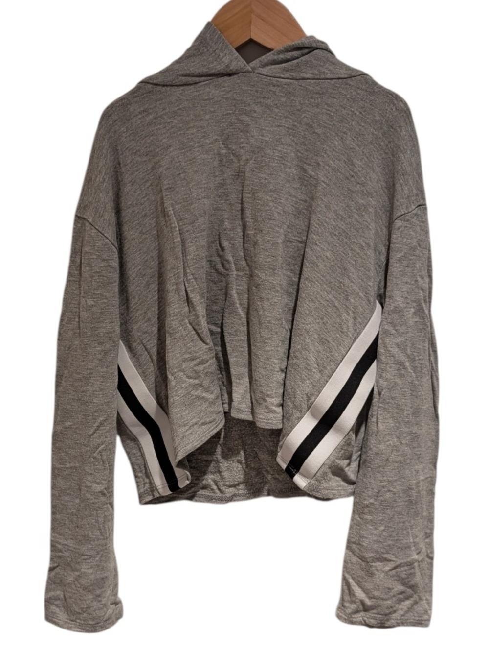 MALIBU SUGAR grey boxy lightweight hoodie with stripe seams - L (12)